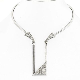 14K White Gold Geometric Necklace with 5.50 Cts Diamonds