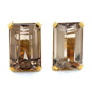 1960â€™s 18K Yellow Gold Topaz Earrings