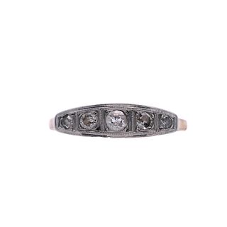 Art Deco Platinum and 18k Gold Ring with Diamonds