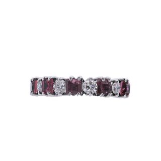 Platinum Ring with Diamonds and Rubies