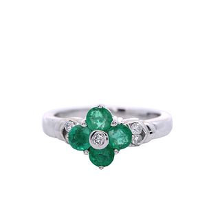 14kt Gold Ring with Emeralds and Diamonds