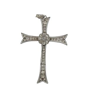 Antique Platinum Cross pendant with 3.00 Cts in Old mine Diamonds