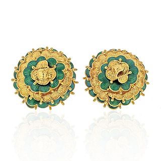 Tiffany / Co.18K Gold Vintage Flower Earrings