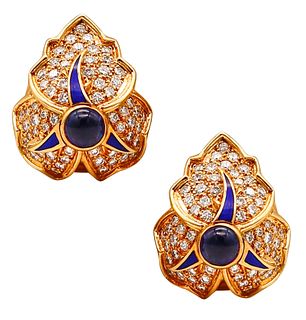 Chaumet Paris Clip On Earrings In 18Kt Gold With 5.64 Ctw In Sapphires And Diamonds