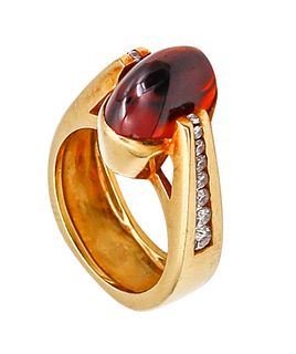 Designer Cocktail Ring In 18Kt Gold With 5.45 Ctw In Diamonds And Madeira Citrine