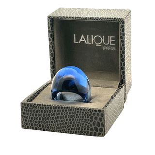 LALIQUE blue Crystal Bombe Ring