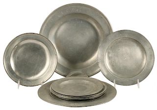 (9) EARLY PEWTER PLATES