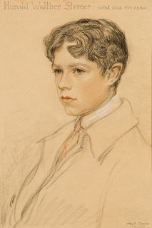 Albert Sterner (Br./Am. 1863-1946), Portrait of Harold Sterner, Charcoal and pastel on paper, framed under glass