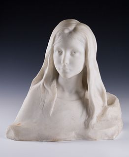 Francois-Raoul Larche (Fr. 1860-1912), Bust of a Girl, Marble