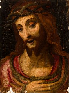 18th/19th Century European School, Weeping Christ, Oil on panel, unframed