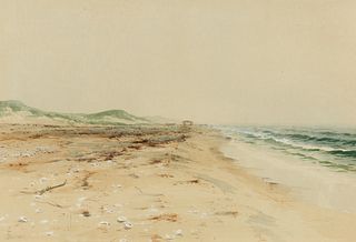 Alfred Thompson Bricher (Am. 1837-1908), Beach, Watercolor on paper, framed under glass