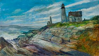 Fritz Rockwell (Am. 1917-1997), Pemaquid Lighthouse, 1974, Oil on panel, unframed