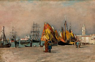 Charles Caryl Coleman (Am. 1840-1928), "Venezia", Oil on canvas, framed