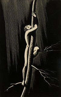 Rockwell Kent (Am. 1882-1971), Almost, 1929, Wood engraving, framed under glass