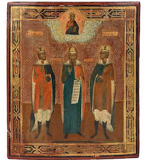 RUSSIAN ICON, THE THREE SELECTED SAINTS