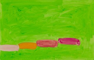 John Hoyland (Br. 1934-2011), Vibrant Green and Pink, 1965, Watercolor on paper, framed under glass