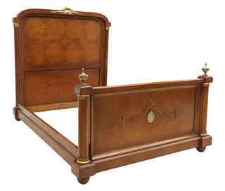 FRENCH EMPIRE STYLE BURLWOOD BED