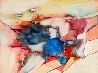 Michael Loew (Am. 1907-1985), Abstraction, 1973, Watercolor on paper, framed under glass