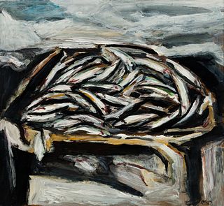 Arthur DiMambro (Am. 1928-2016), Great Bay Smelts, 2003, Acrylic on panel, framed