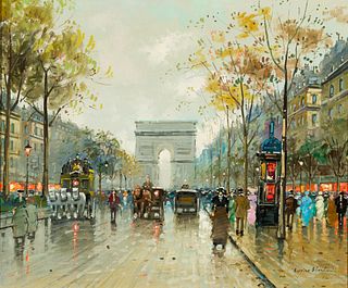 Attr. to Antoine Blanchard (Fr. 1910-1988), Arc de Triomphe, Oil on canvas, framed