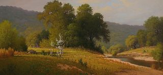 JERRY RUTHVEN (TX, B.1947) HILL COUNTRY LANDSCAPE, 'SPRING BLOSSOMS'