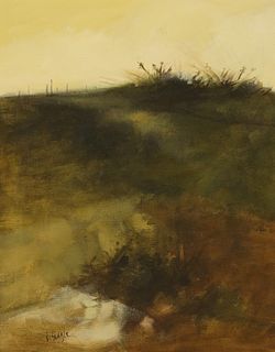 JERRY SEAGLE (TX, D.2016) ABSTRACT LANDSCAPE PAINTING, 'DUNES IN EVENING'