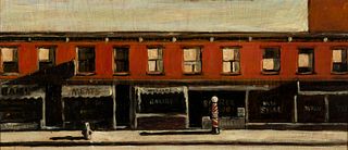 After Edward Hopper (Am. 1882-1967), Early Sunday Morning, Oil on panel, framed