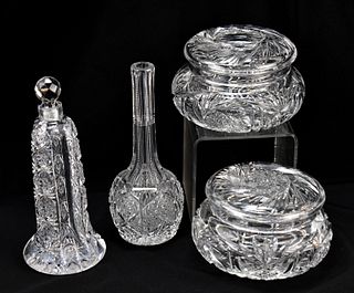COLLECTION OF BRILLIANT CUT GLASS JARS