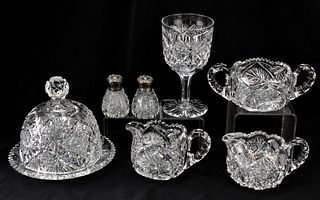 COLLECTION OF BRILLIANT CUT GLASS SERVING ITEMS