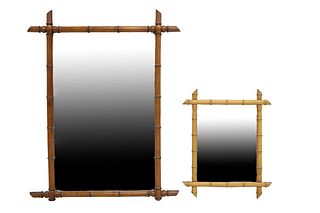 (2) FRENCH TURNED FAUX BAMBOO WALL MIRRORS