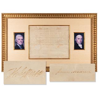 Thomas Jefferson and James Madison Document Signed, Appointing a Founder as Commissioner of Loans