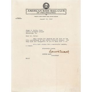 Connie Mack Typed Letter Signed
