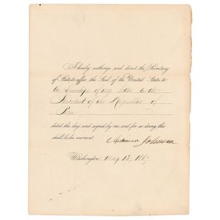 President Andrew Johnson Sends a Letter to the President of Peru