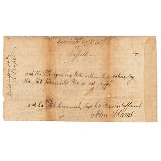 John Adams Autograph Endorsement Signed