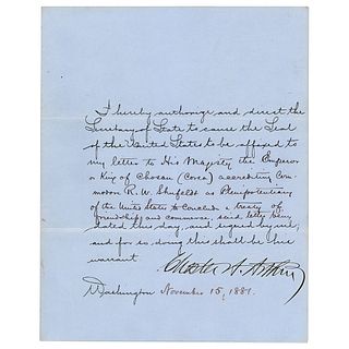 President Chester A. Arthur and the Shufeldt Treaty - Korea&#39;s First Treaty with a Western Nation