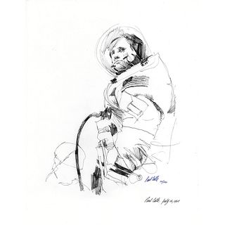 Paul Calle Signed Limited Edition Print - &#39;Neil Armstrong&#39;