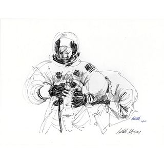 Paul Calle Signed Limited Edition Print - &#39;Buzz Aldrin&#39;