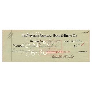 Orville Wright Signed Check