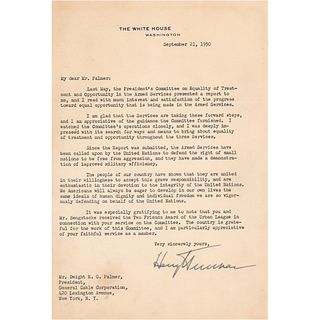 Harry S. Truman Typed Letter Signed as President on Racial Integration in the Military and the Korean War