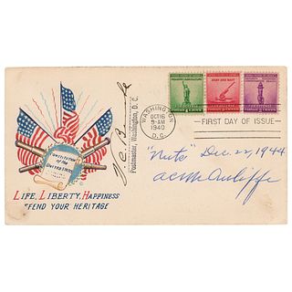 Anthony C. McAuliffe Signed First Day Cover: "&#39;Nuts,&#39; Dec. 22, 1944"
