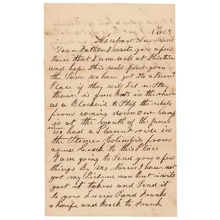 Civil War Soldier Letter - Mentioning a Blockade of Gun Boats &#39;to stop the rebels&#39;