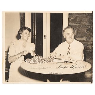 Franklin and Eleanor Roosevelt Signed Photograph as President and First Lady - a rare dual-signed 1941 Christmas portrait from the White House