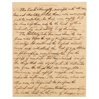 Douglas MacArthur Autograph Manuscript Signed: "The soldier who is called upon to offer and to give his life for his country, is the noblest developme