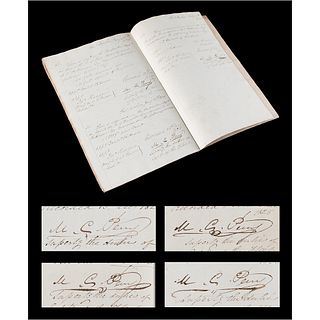 Matthew C. Perry Multi-Signed (24x) USS Constitution and USS Brandywine Requisition Book