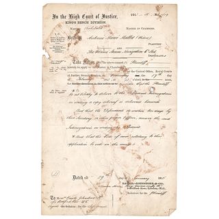 Titanic: Court Document Between Survivor Antonine Marie Mallet and the Oceanic Steam Navigation Company