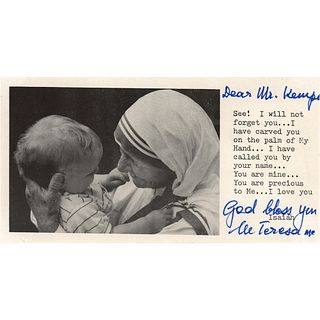 Mother Teresa Signed Prayer Slip