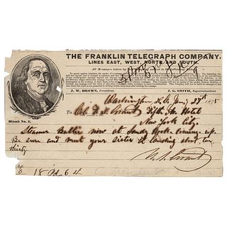 U. S. Grant Autograph Telegram Signed as President