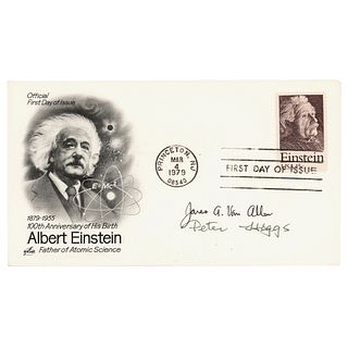 Peter Higgs and James Van Allen Signed First Day Cover