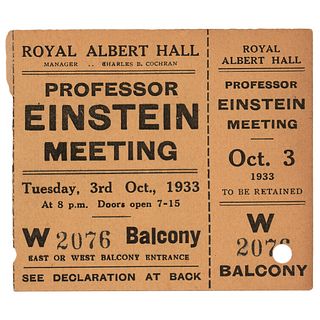 Albert Einstein: 1933 Royal Albert Hall Ticket Stub