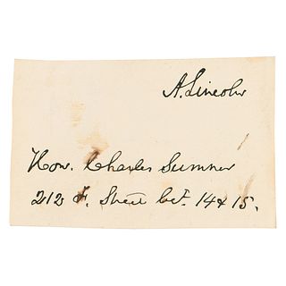 Abraham Lincoln Signature with Handwritten Address for Charles Sumner